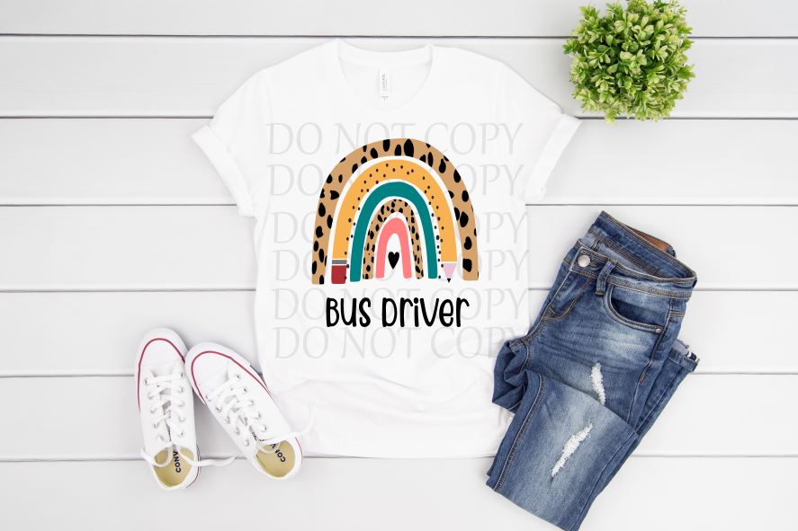 Bus Driver School Rainbow Tee