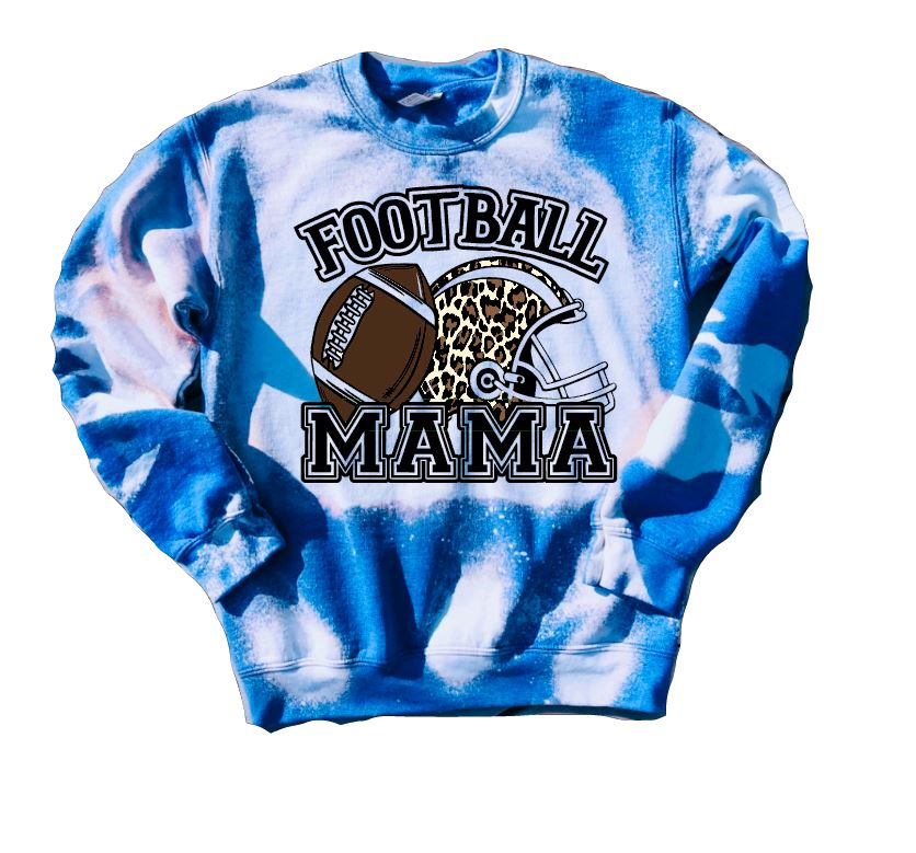 Football Mama Bleached Sweatshirt ~ Leopard Helmet - Liv's Boutique