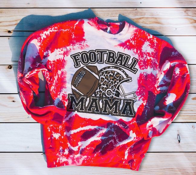 Football Mama Bleached Sweatshirt ~ Leopard Helmet - Liv's Boutique