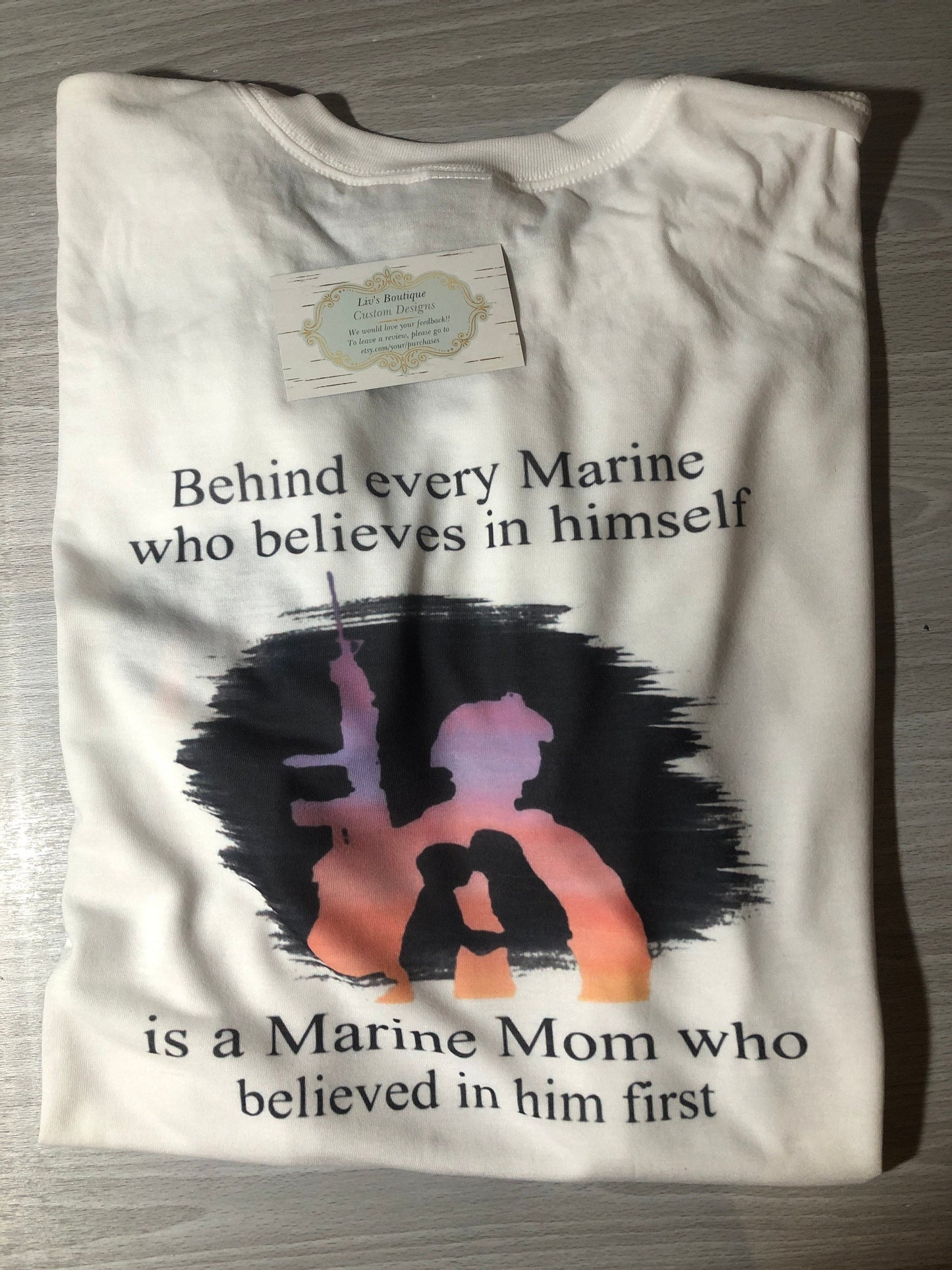 Marine Mom Shirt, Proud Marine Mom, Military Shirt, Marine Parents, Deployment Shirts, Love My Marine Shirt, Behind Every Marine is a mom - Liv's Boutique