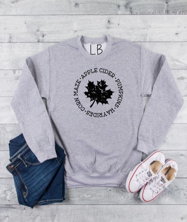 Apple Cider Hayrides Fall Crewneck Sweatshirt