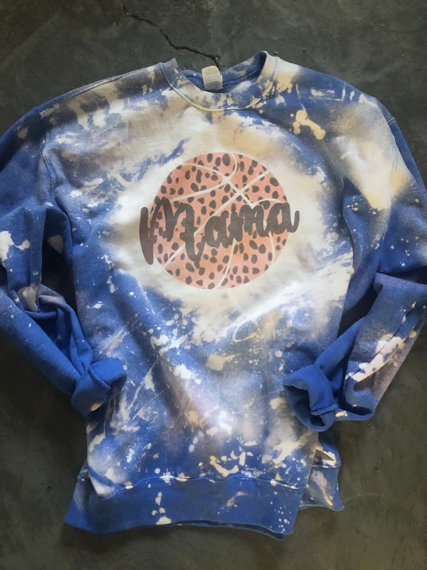 Basketball Mama Bleached Leopard Crewneck Sweatshirt