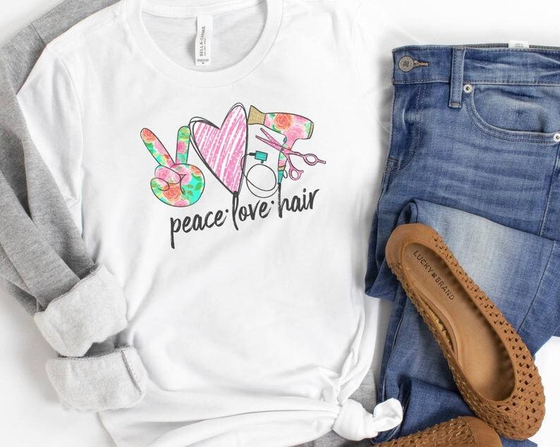 Peace Love Hairstylist Bleached Tee ~ Custom