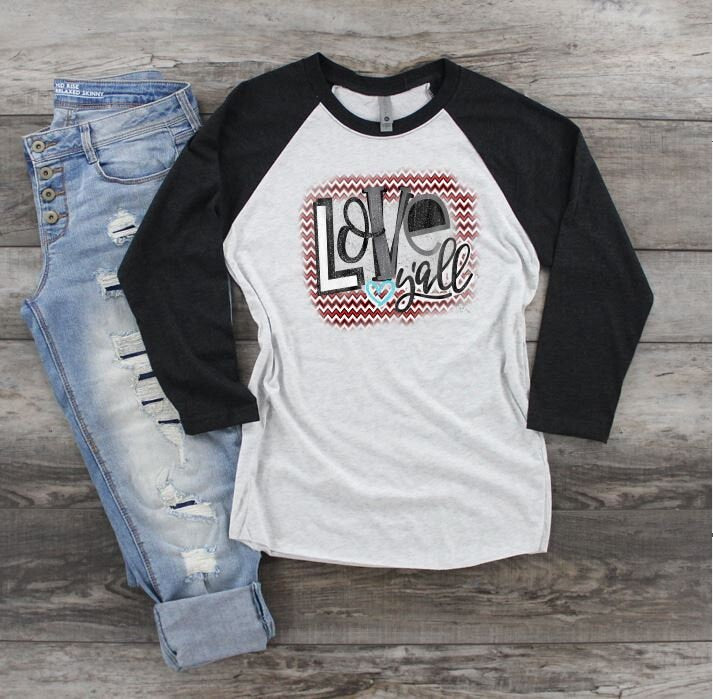 Love Y'ALL Valentine's Day Shirt, Valentine's Day Gift for Her, Cute Heart t-shirt, Gifts for her, Quote Shirt, Anniversary Shirt, Love Tee - Liv's Boutique