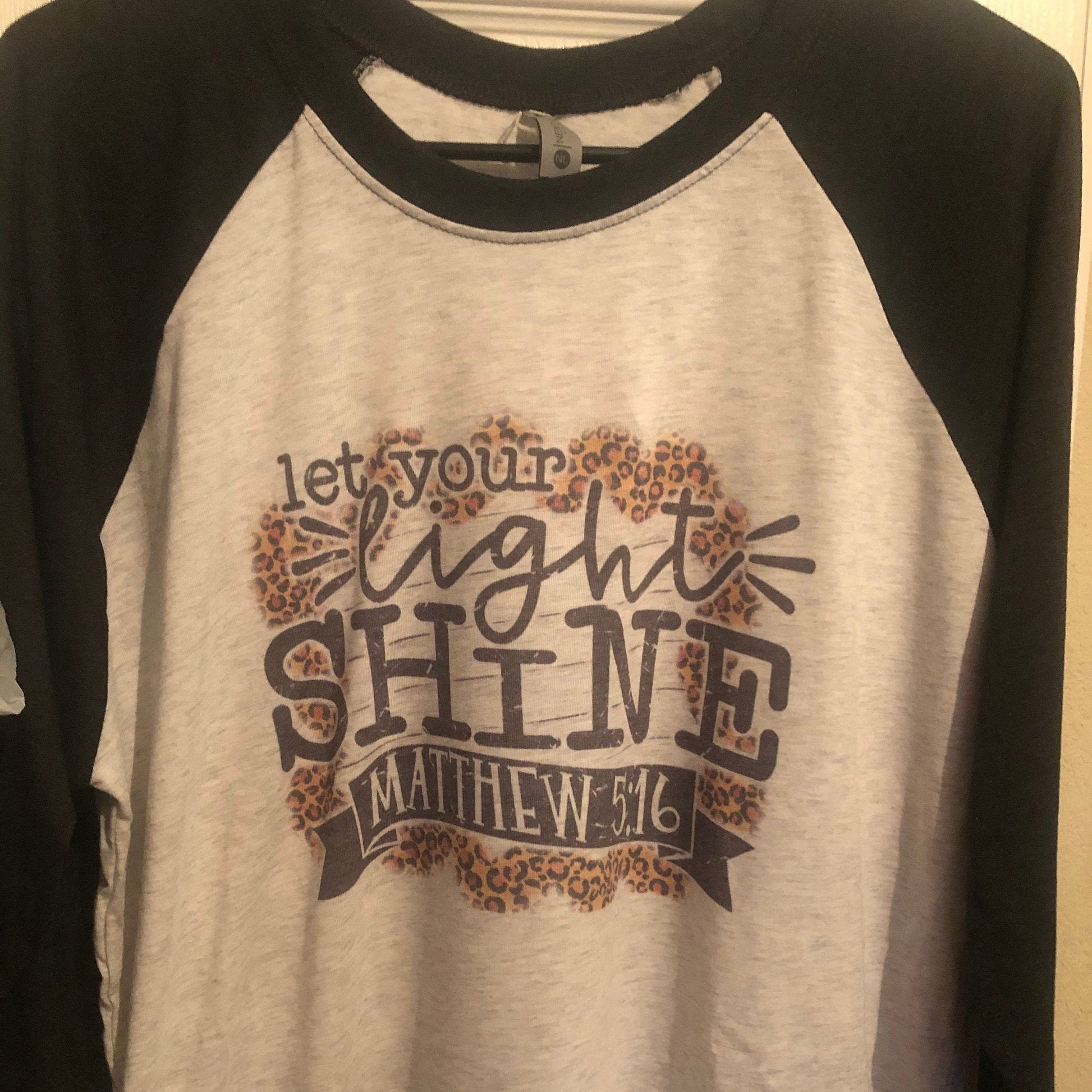 Let your light shine, Leopard Print Christian,  Leopard Print Women's Shirts, Religious Shirt, Christian Gift for a Friend, Matthew 5 16 - Liv's Boutique