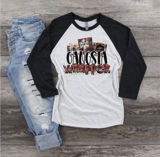 Gangsta Wrapper Christmas Raglan