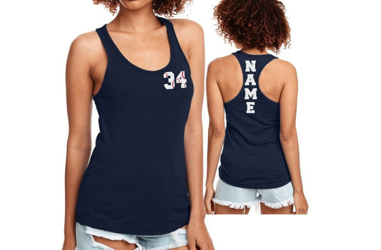 Personalized Baseball Chest Number on Tank, Personalized Glitter Baseball Tank with Number, Custom Glitter Softball Number, Baseball Shirt - Liv's Boutique