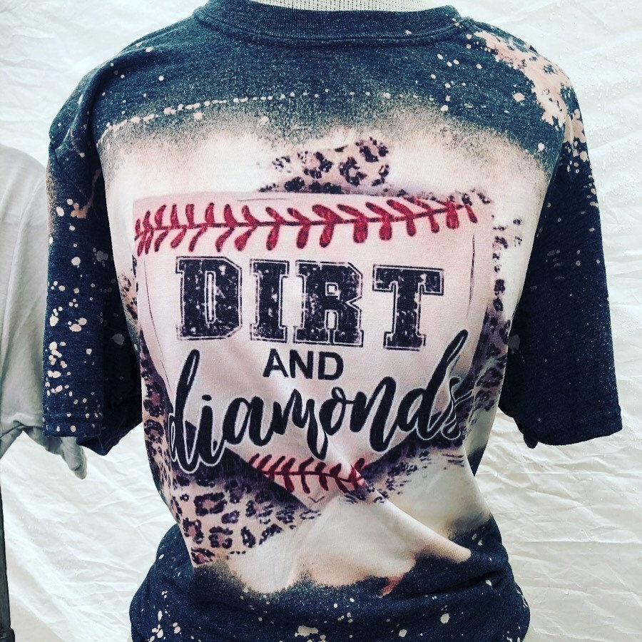 Baseball Mom Dirt and Diamonds Bleached Shirt - Liv's Boutique