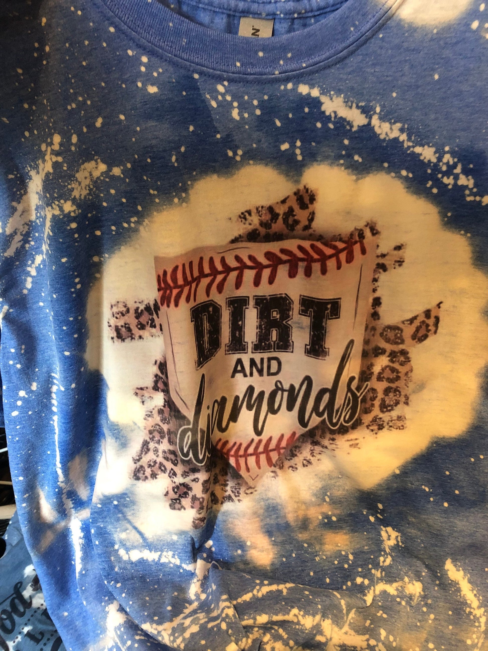 Baseball Mom Leopard Bleached Custom T-Shirt XXL / Purple
