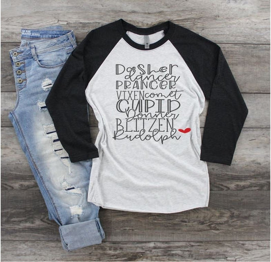 Christmas Reindeer Names Shirt - Liv's Boutique