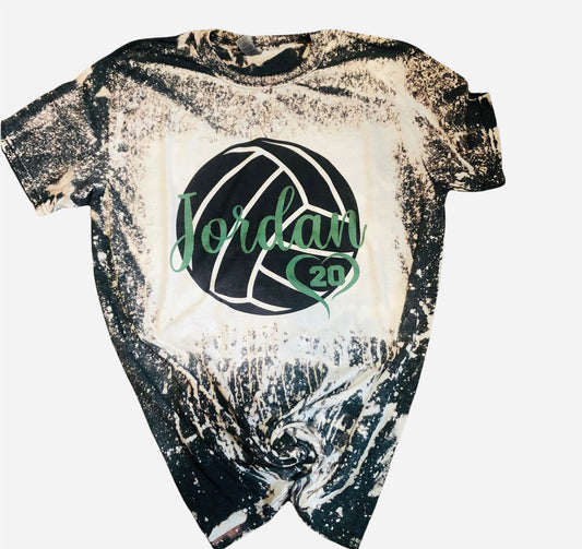 Volleyball Mom Bleached Shirt (Custom Name and Number) - Liv's Boutique