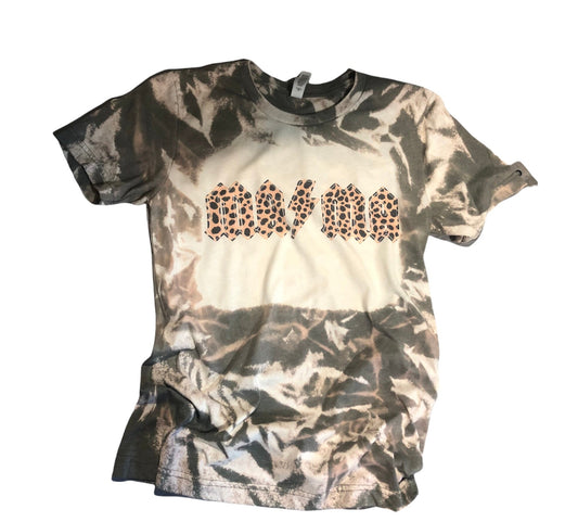 Mama Cheetah Print Bleached Tee