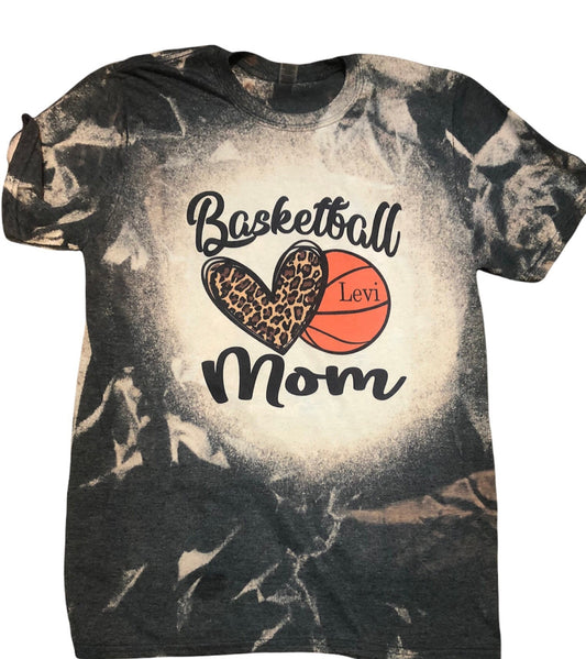 Basketball Mom Bleached Shirt (Custom Name and Number) - Liv's Boutique