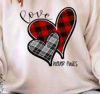 Love Never Fails Sweatshirt, Religious Love Shirt, Valentines Day Shirt, Be Mine Shirt, Gift for Her, Plaid Valentines Day Shirt - Liv's Boutique