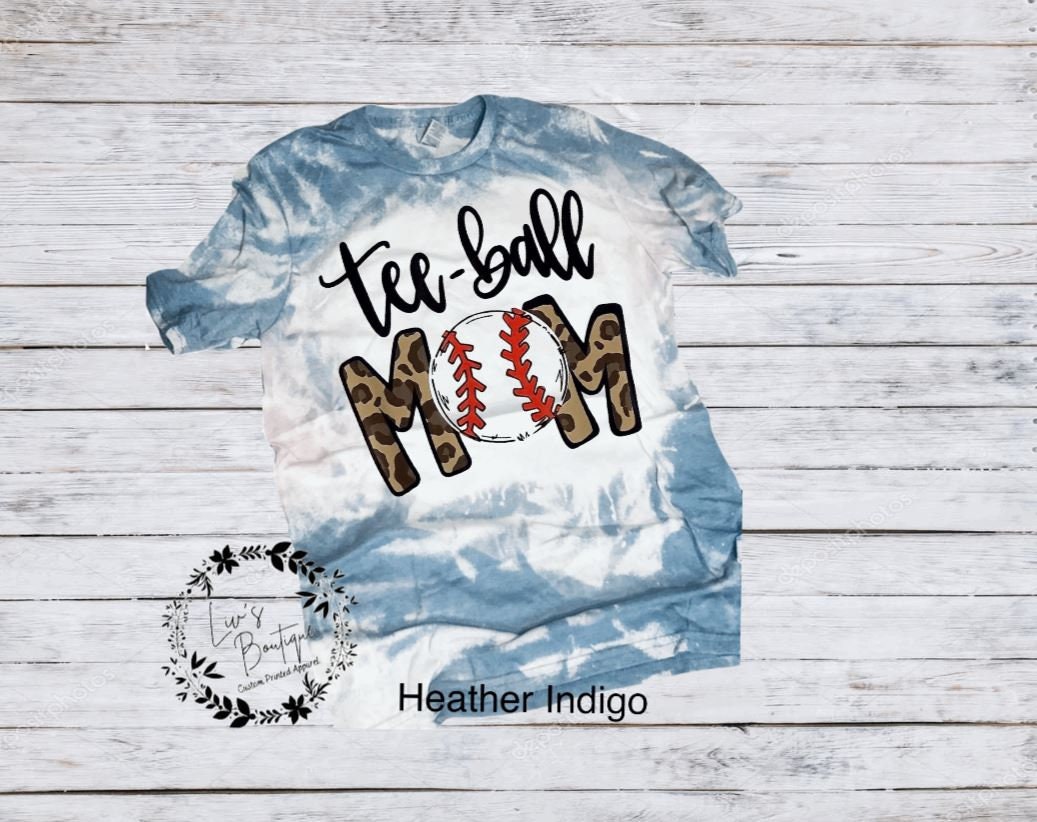 T-Ball Mom bleached shirt, T-Ball Mom Leopard,  Leopard T-Ball Mom Shirt, Custom Little league Shirts, Baseball Mom Shirts - Liv's Boutique