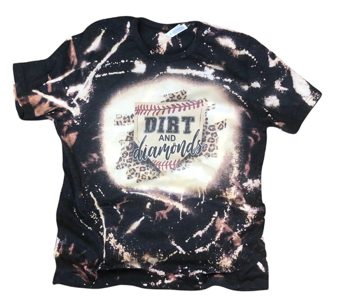 Baseball Mom Dirt and Diamonds Bleached Shirt - Liv's Boutique