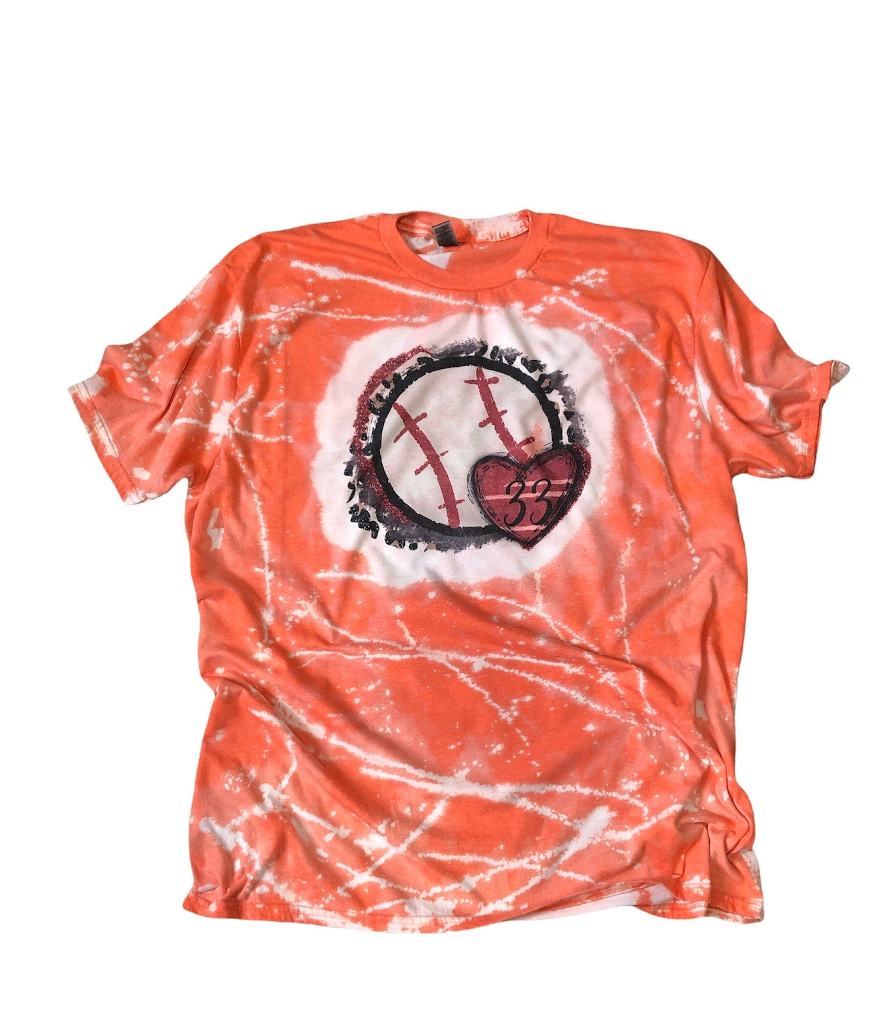 Livs Boutique Baseball Mom Shirt Bleached (Custom Team Name & Number) L / Heather Orange