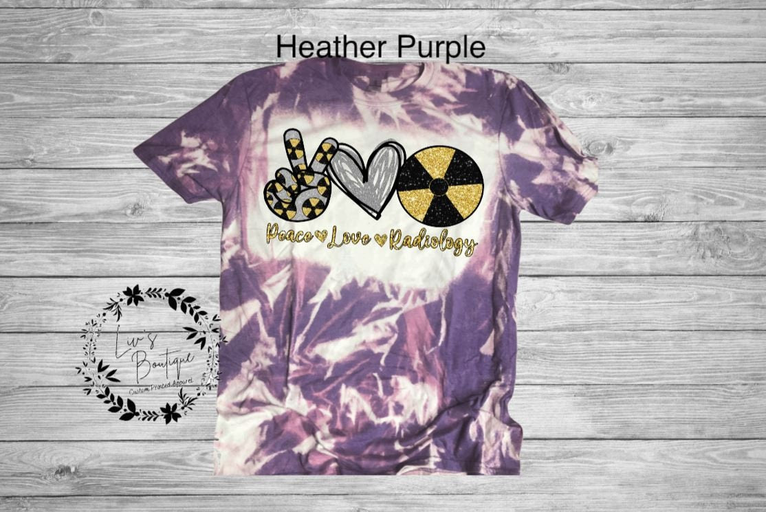 X-Ray Tech, Peace Love Radiology Bleached Shirt,  Radiology Tech Gift - Liv's Boutique