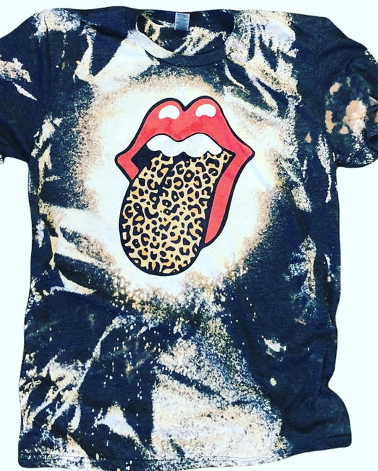 Leopard Tongue Shirt, Cheetah Tongue Out, Bleached Leopard Tee, Lips Shirt, Bleached Tees