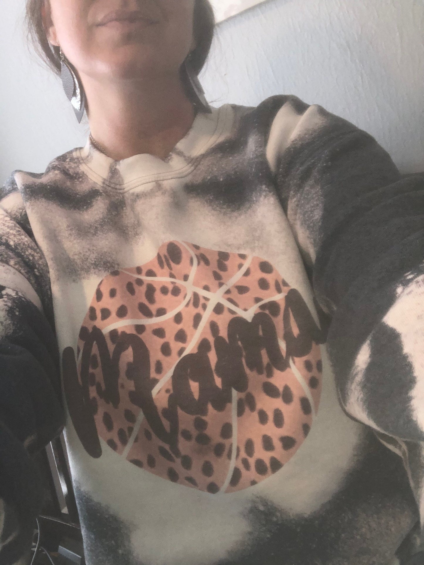 Basketball Mama Bleached Leopard Crewneck Sweatshirt