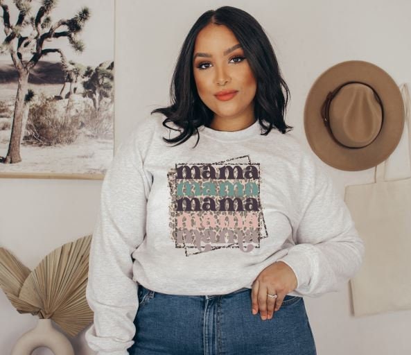 Mama Retro Graphic Crew neck Sweatshirt