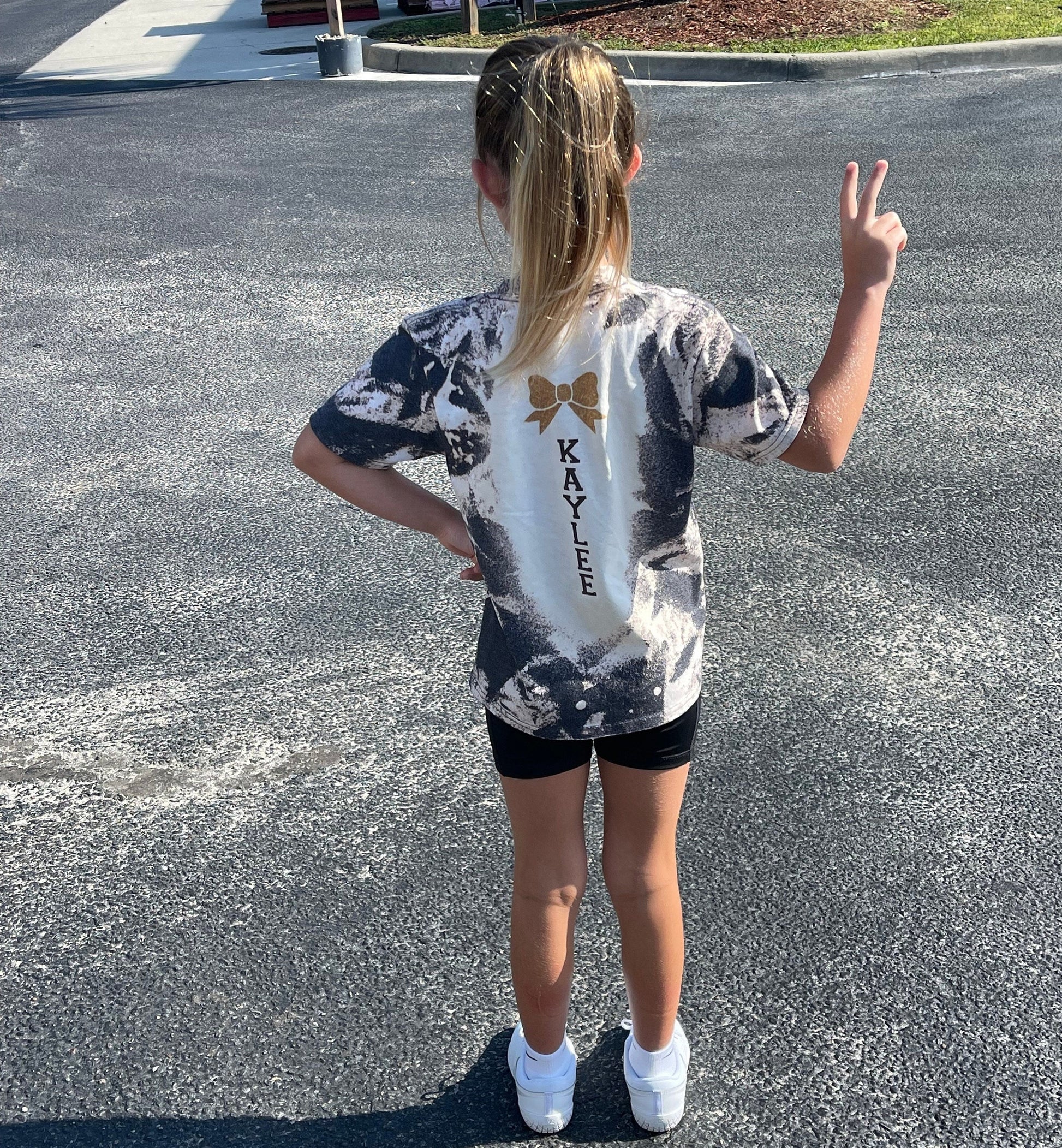 Cheer Shirt Bleached (Custom Team/Colors) ~ Back Side Included - Liv's Boutique