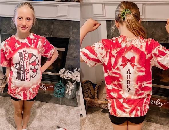 Cheer Shirt Bleached (Custom Team/Colors) ~ Back Side Included - Liv's Boutique