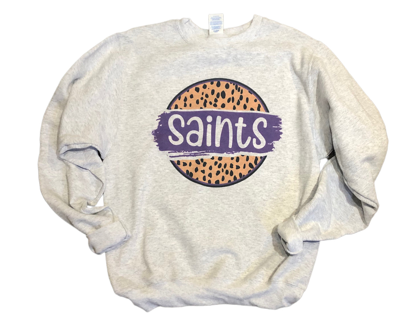 School Spirit Wear- Custom Team Name-Leopard Mascot-Ash Grey Sweatshirt - Liv's Boutique