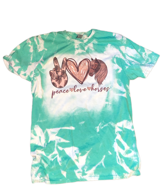 Peace Love Horses Bleached Tee - Liv's Boutique