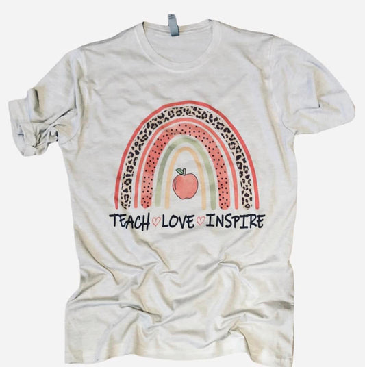 Teach Love Inspire Rainbow Tee - Liv's Boutique