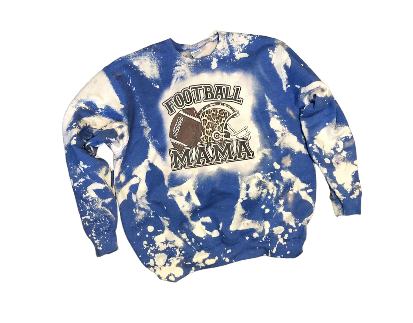 Football Mama Bleached Sweatshirt ~ Leopard Helmet - Liv's Boutique