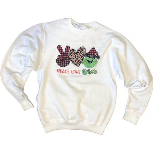 peace love grinch graphic Christmas sweatshirt