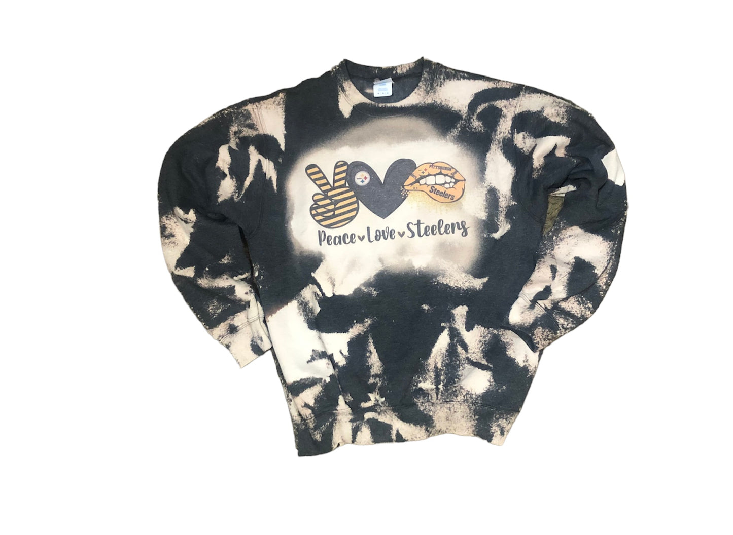 Peace Love Steelers Bleached Crewneck Sweatshirt