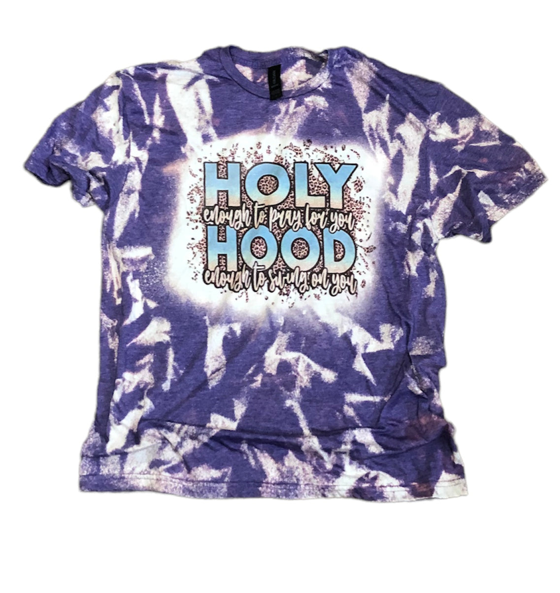 Holy with a Hint of Hood Bleached Tee - Liv's Boutique