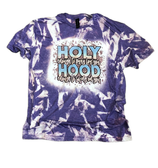 Holy with a Hint of Hood Bleached Tee - Liv's Boutique