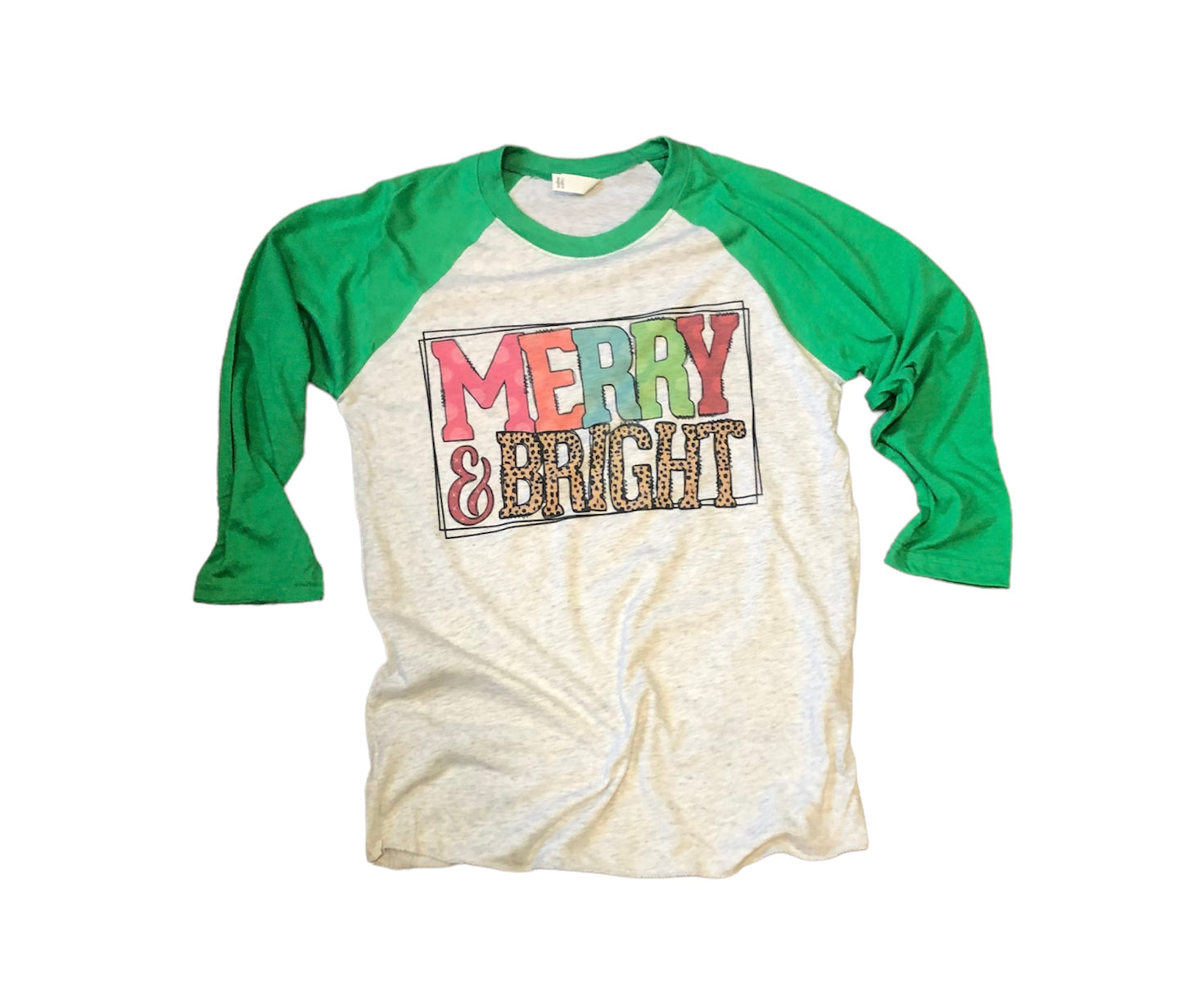 Merry & Bright Colorful Christmas 3/4 Sleeve Unisex Shirt