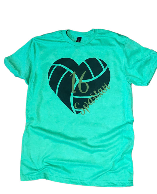 Volleyball Heart Shirt ~ (customized with player number and name) - Liv's Boutique