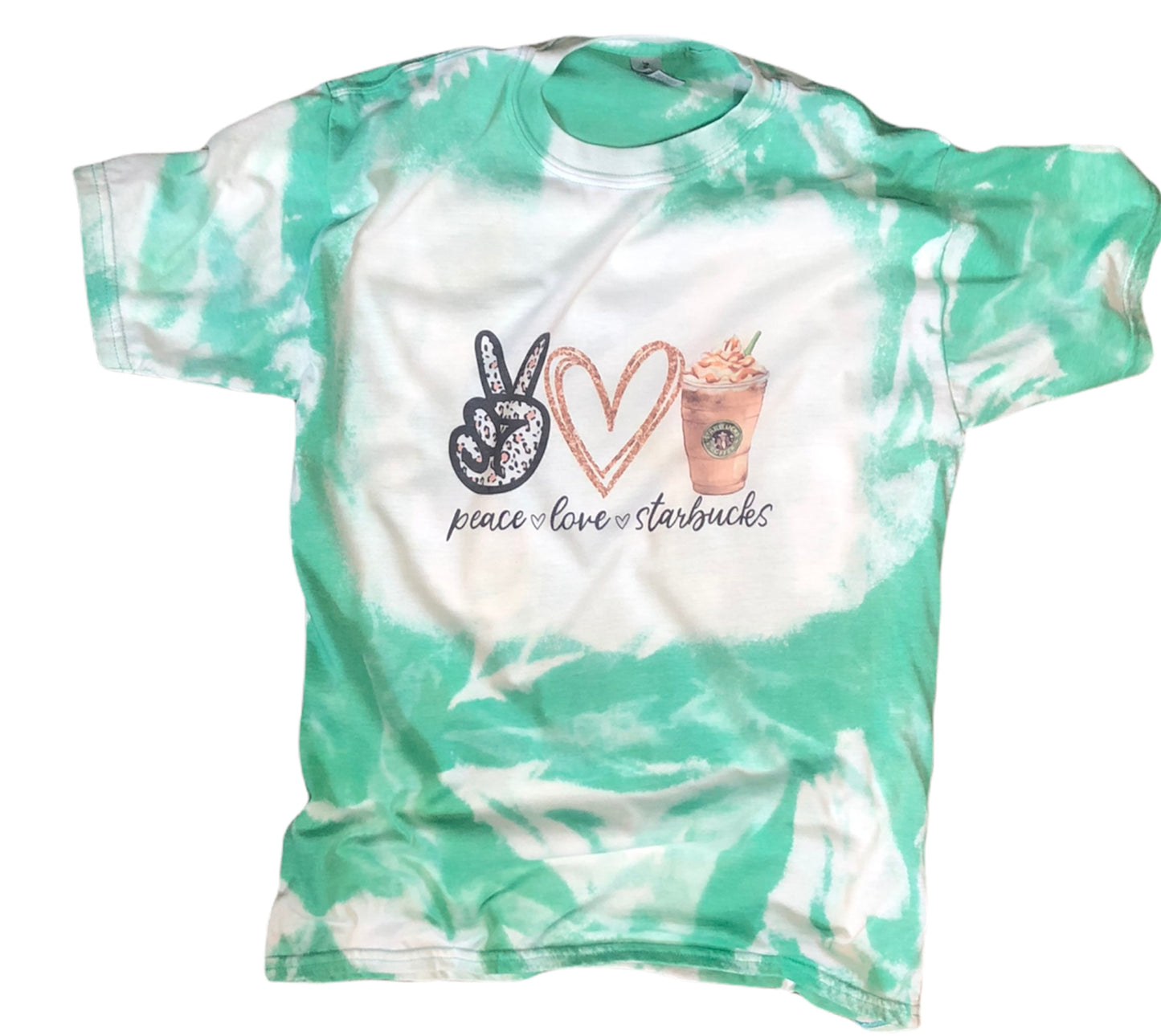 Peace Love Starbucks Bleached Unisex Tee - Liv's Boutique