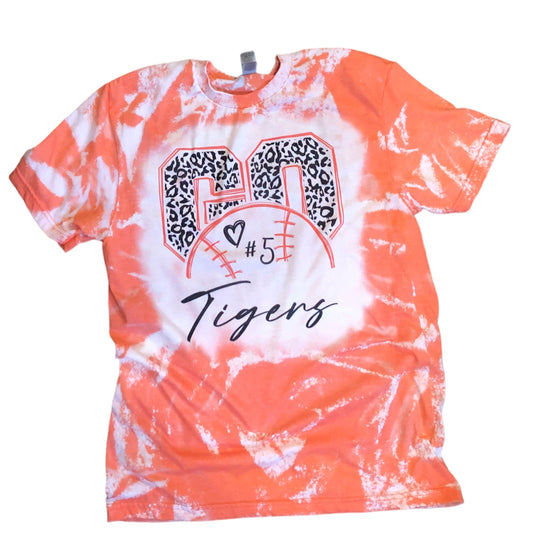 Baseball Go Leopard Custom Bleach Shirt (Custom Name and Number) - Liv's Boutique