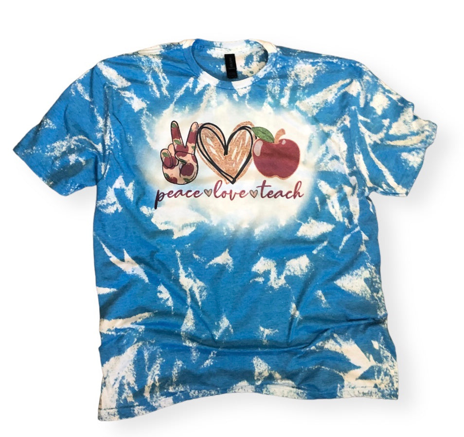 Peace Love Teach Shirt, Bleached Teacher Shirt, Back to school Teacher Gift, Bleached Tees, Teacher Shirts - Liv's Boutique