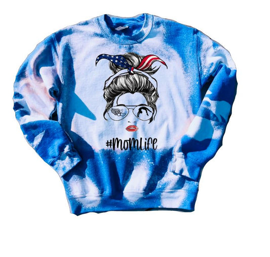 Cross Country & Gymnast Mom Messy Bun Bleached Sweatshirt - Liv's Boutique