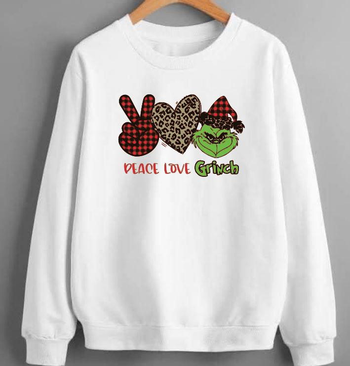 Peace Love Grinch Christmas Crewneck Sweatshirt